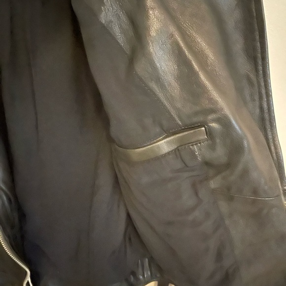 All Saints Conroy Leather Jacket Size 4 XS Ink - Picture 4 of 10